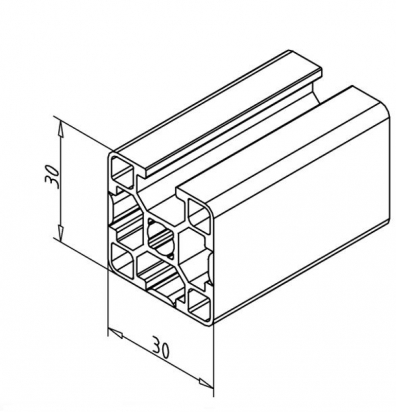 20.1085/0 Profilé aluminium 30x30 3G rainure 8mm