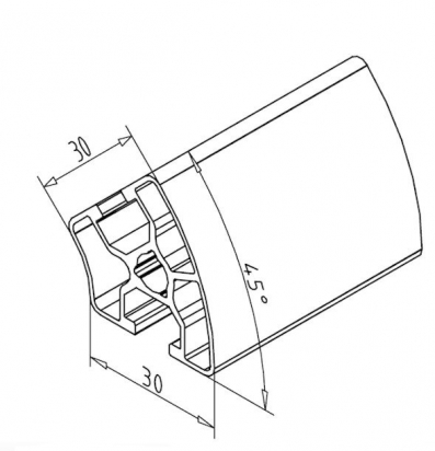 20.1135/0 Profilé aluminium 30R45° rainure 8mm