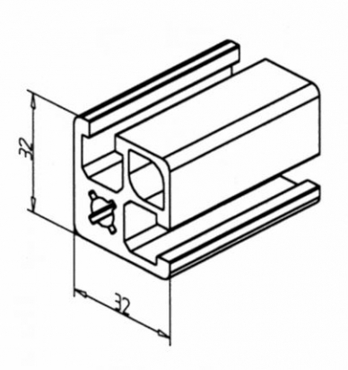 20.1054/0 Profilé aluminium 32x32 F rainure 8mm