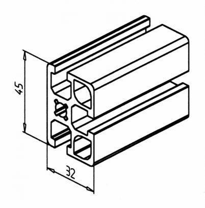 20.1055/0 Profilé aluminium 45x32 F rainure 8mm