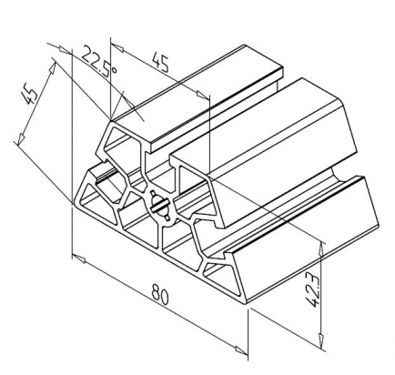 20.1030/0 Profilé aluminium 45/22,5°