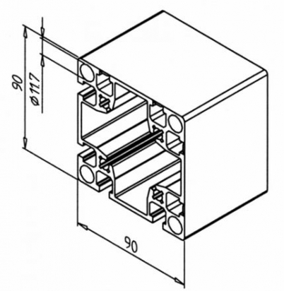 20.1044/0 Profilé aluminium 90x90 2G rainure 8mm