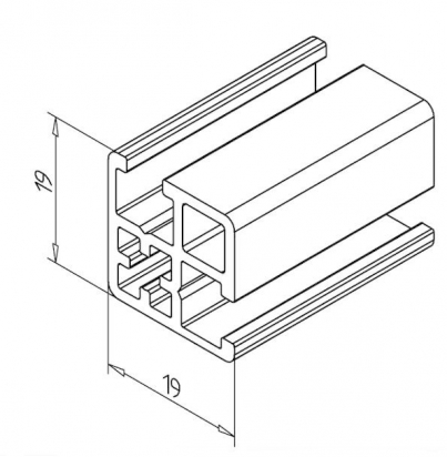 20.1075/0 Profilé aluminium 19x19 rainure 8mm