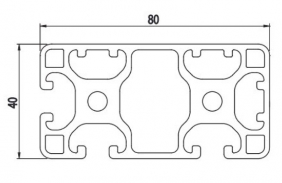 40x80 2 FACE FERMÉES Profilé aluminium 40x80 rainure 8mm 2 FACE FERMÉE