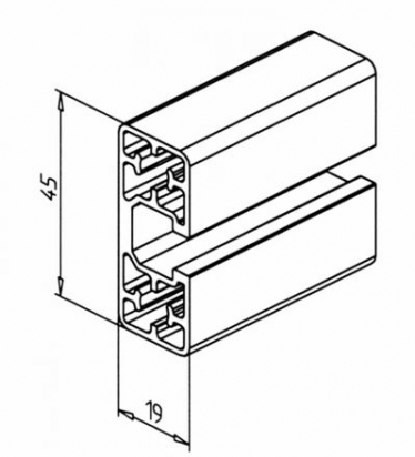 20.0993/0 Profilé aluminium 45x19 rainure 8mm