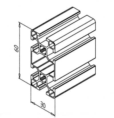 20.0994/0 Profilé aluminium 30x60 rainure 8mm