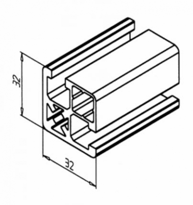 20.1064/0 Profilé aluminium 32x32 UL rainure 8mm