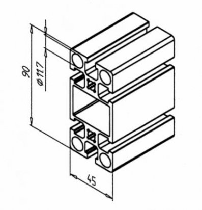 20.1009/0 Profilé aluminium 45x90 rainure 8mm