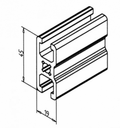 20.1001/0 Profilé aluminium 19x45 rainure 8mm