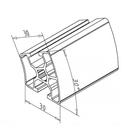 20.1134/0 Profilé aluminium 30R30° rainure 8mm