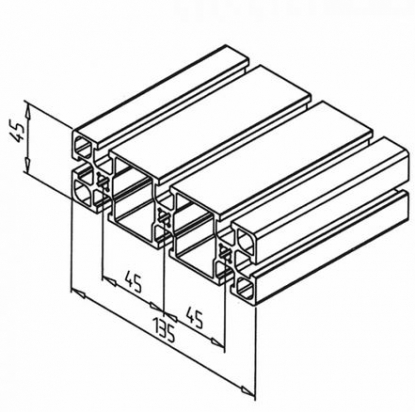 20.1087/0 Profilé aluminium 45x135 F rainure 8mm