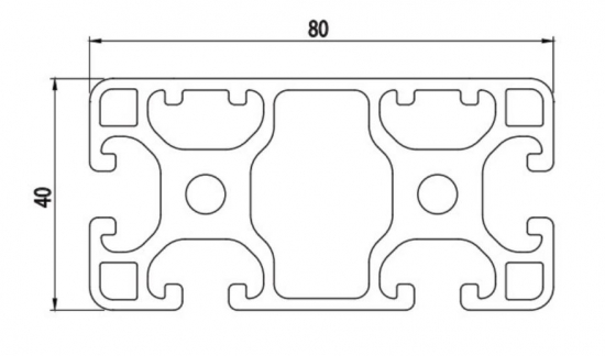 40x80 1 FACE FERMÉE Profilé aluminium 40x80 rainure 8mm 1 FACE FERMÉE