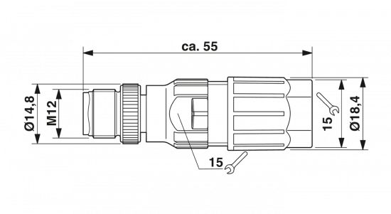 1641785 CONNECTEUR M12 MÂLE DROIT 4P (0.34mm²-0.75mm²)