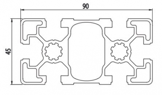 45x90 Profilé aluminium 45x90 rainure 10mm