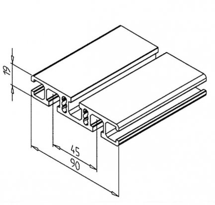 20.0995/0 Profilé aluminium 19x90 rainure 8mm