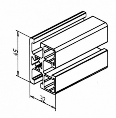 20.1065/0 Profilé aluminium 45x32 UL rainure 8mm