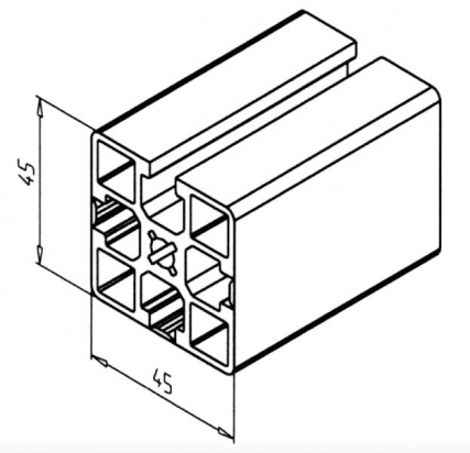 20.1048/0 Profilé aluminium 45x45 3G rainure 8mm