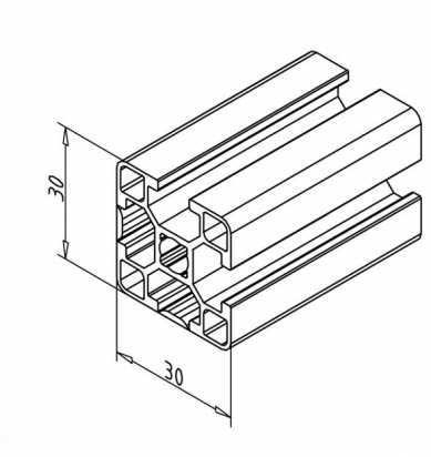 20.1124/0 Profilé aluminium 30x30 2G rainure 8mm