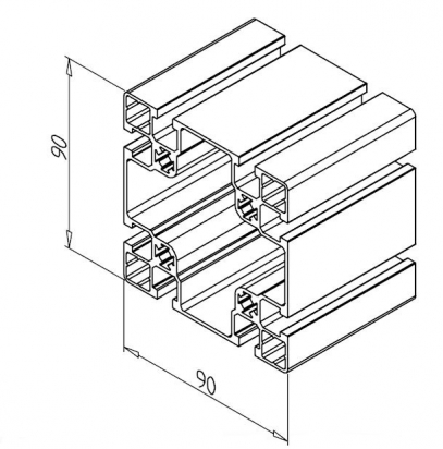 20.0999/0 Profilé aluminium 90x90 UL rainure 8mm