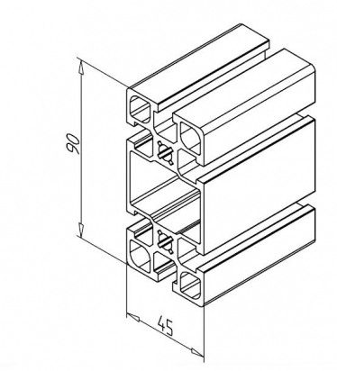 20.1032/0 Profilé aluminium 45x90 F rainure 8mm