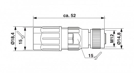 1641772 CONNECTEUR M12 FEMELLE DROIT 4P (0.34mm²-0.75mm²)