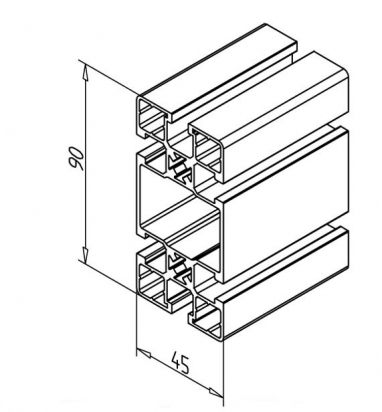 20.1067/0 Profilé aluminium 45x90 UL rainure 8mm