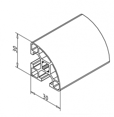 20.1125/0 Profilé aluminium 30R90° rainure 8mm