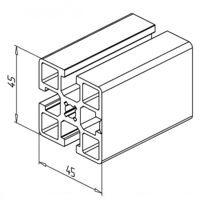 20.1126/0 Profilé aluminium 45x45 1G rainure 8mm