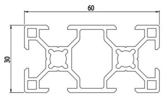 30X60 Profilé aluminium 30x60 rainure 6mm