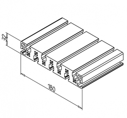 20.1016/0 Profilé aluminium 32x180 rainure 8mm