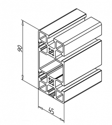 20.1081/0 Profilé aluminium 45x90 2G rainure 8mm