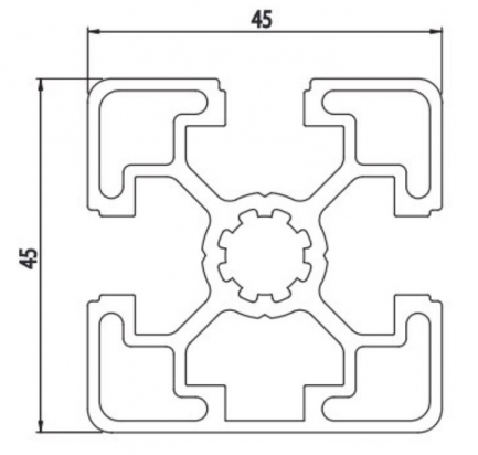 45x45 1 FACE FERMÉE Profilé aluminium 45x45 rainure 10mm 1 FACE FERMÉE
