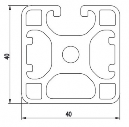 40x40 3 FACES FERMÉES Profilé aluminium 40x40 rainure 8mm 3 FACES FERMÉES
