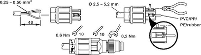 1441037 CONNECTEUR M8 MÂLE DROIT 4P (0.25mm²-0.5mm²)