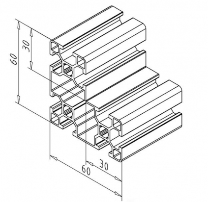 20.0982/0 Profilé aluminium 60x60x30 rainure 8mm