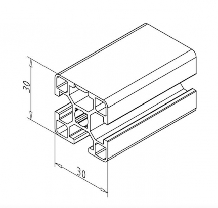 20.1139/0 Profilé aluminium 30x30 1G rainure 8mm